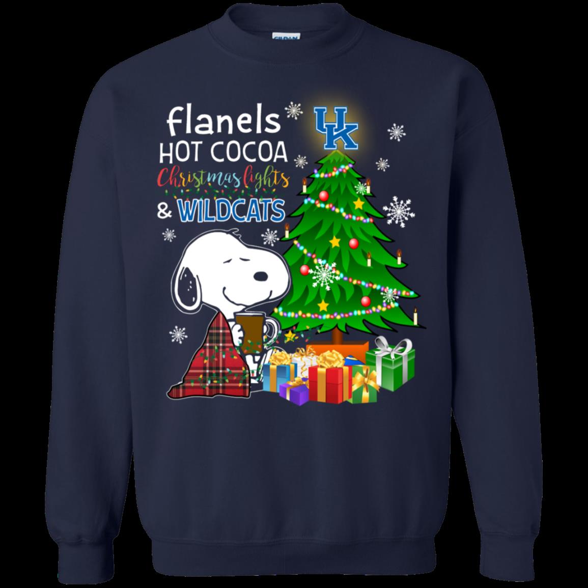 Kentucky Wildcats Snoopy Ugly Christmas Sweater Flanels Hot Cocoa 1