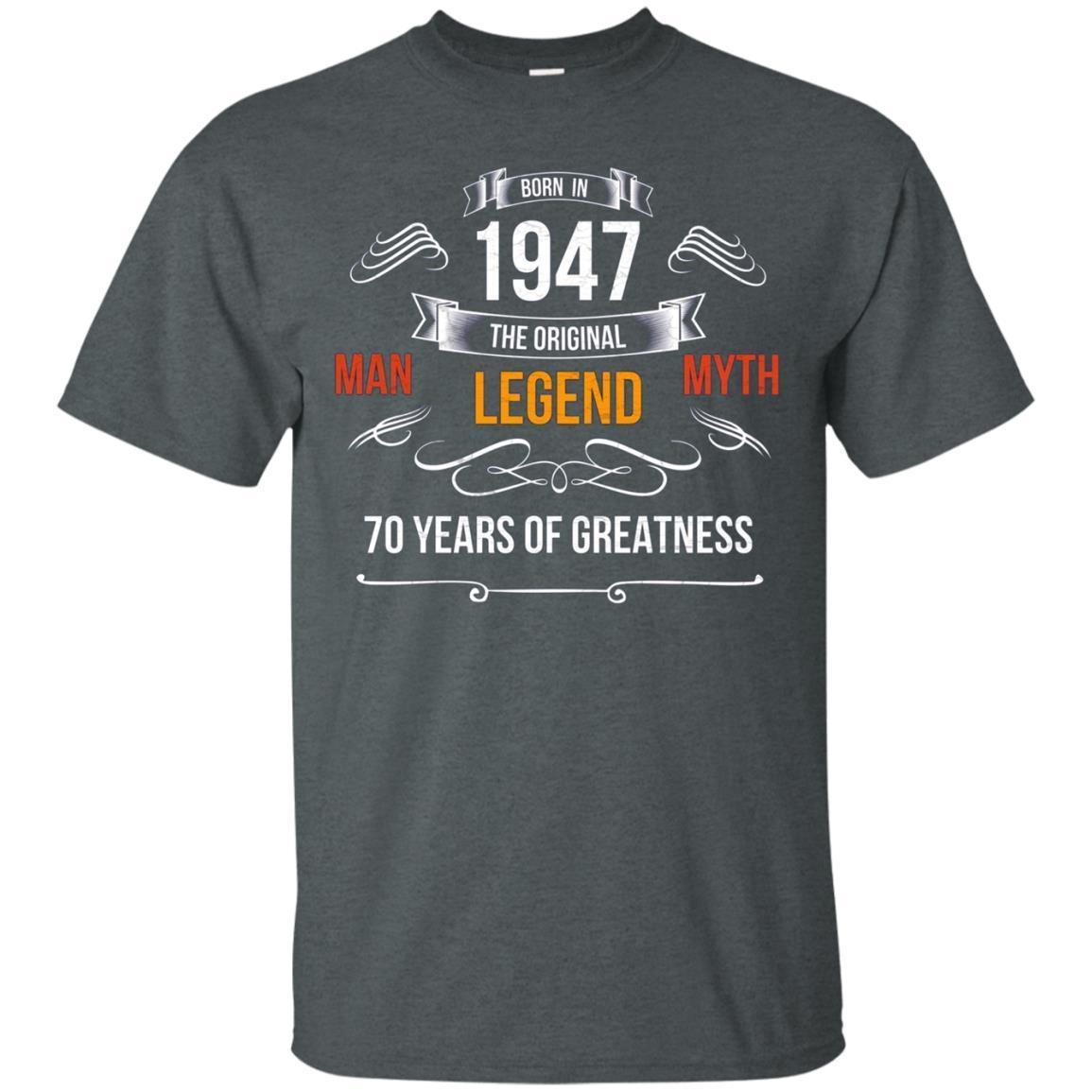 Mens 70th Birthday Gift Tshirt Born In 1947 For 70 Years Old funny ...