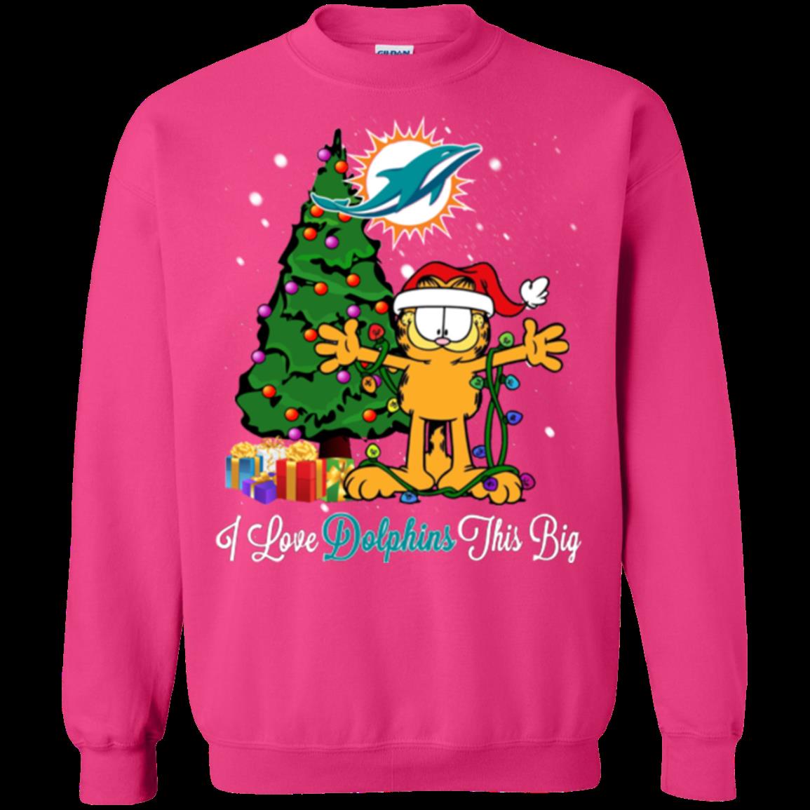 Merry Christmas Miami Dolphins Black T- Shirt Xmas Gift Size S to 3XL