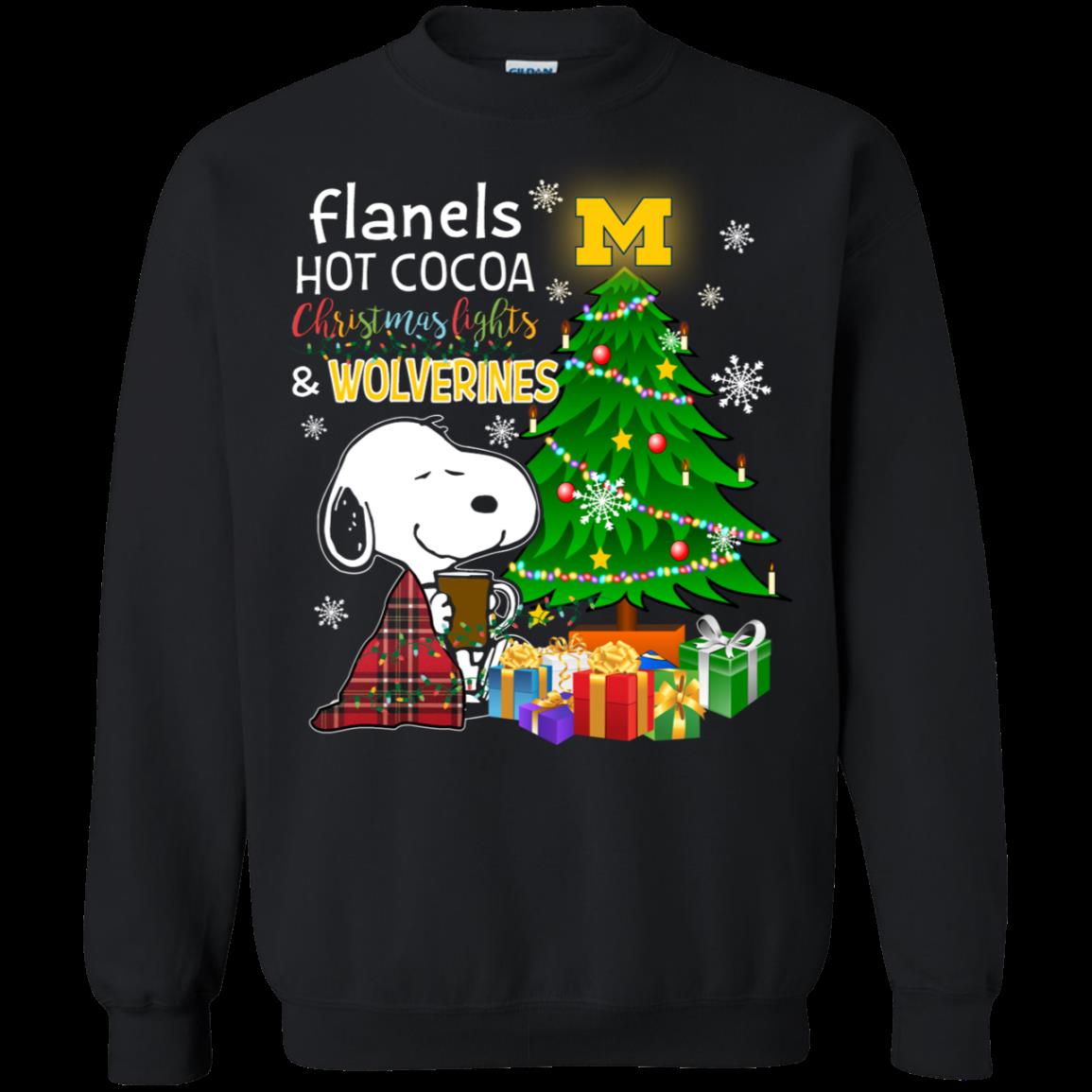 Michigan Wolverines Snoopy Ugly Christmas Sweater Flanels Hot Cocoa