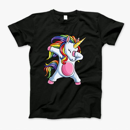 Women White Rainbow Unicorn Long Sleeve T-Shirt