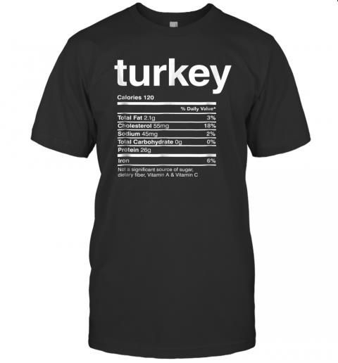 Funny Turkey Nutrition Thanksgiving Costume T Shirt