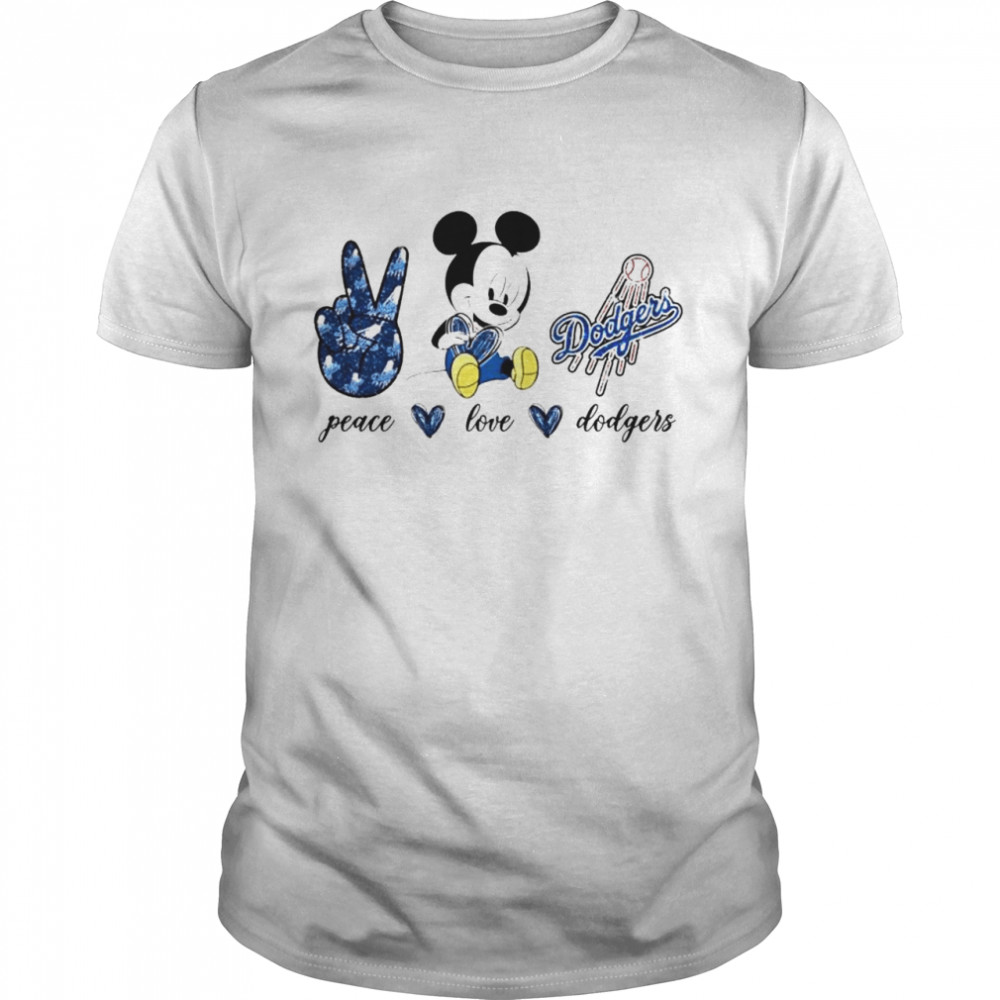 Mickey mouse peace love Los Angeles Dodgers shirt, hoodie, sweater and  v-neck t-shirt