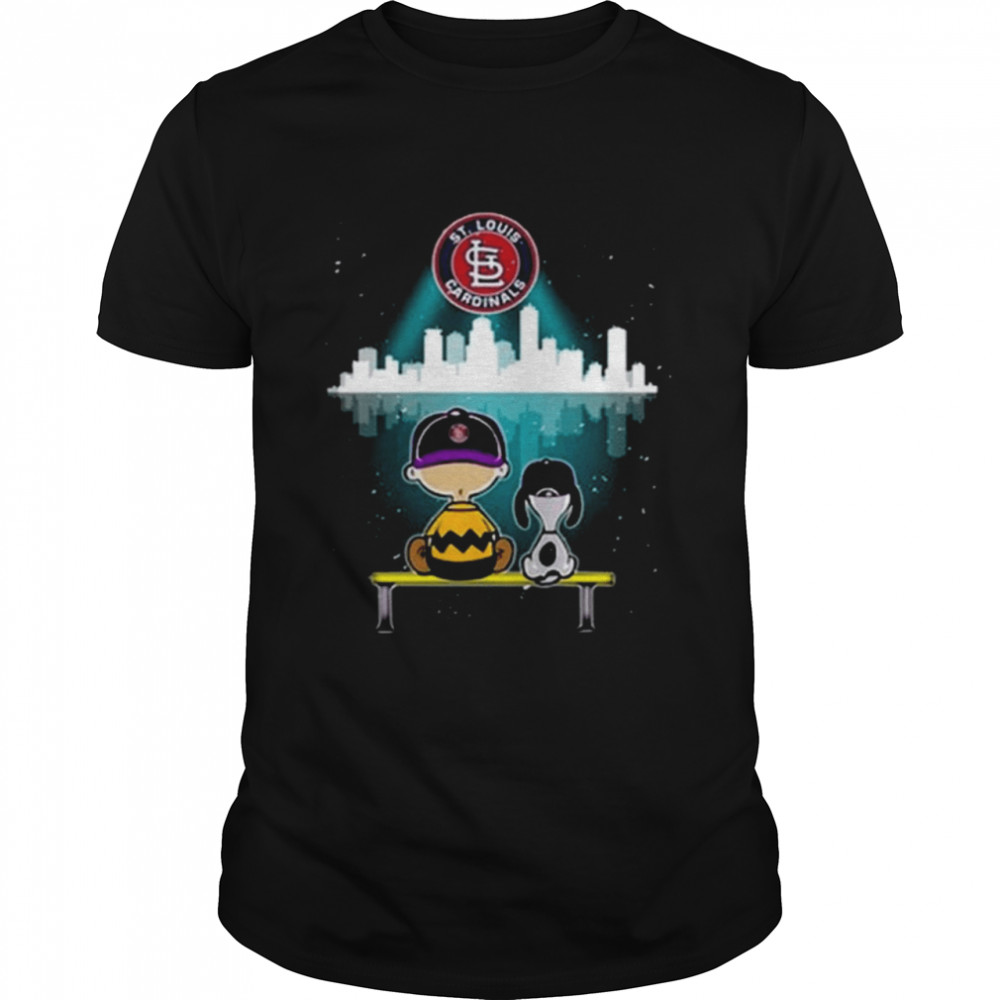 Charlie Brown And Snoopy Watching City St. Louis Cardinals T-Shirt