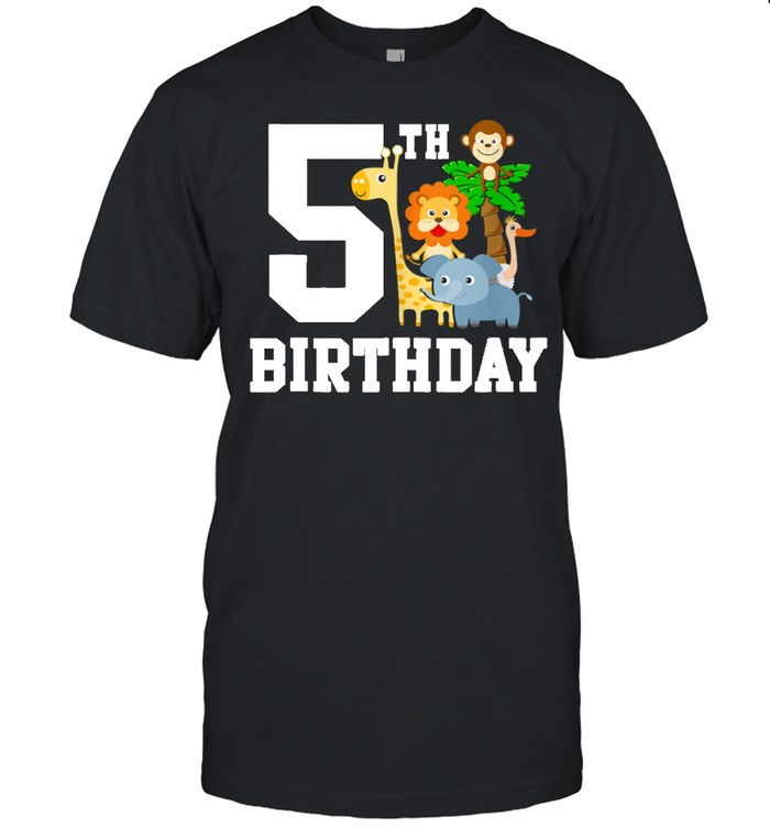 5Th Birthday Age 5 Years Old Safari Animals T-Shirt