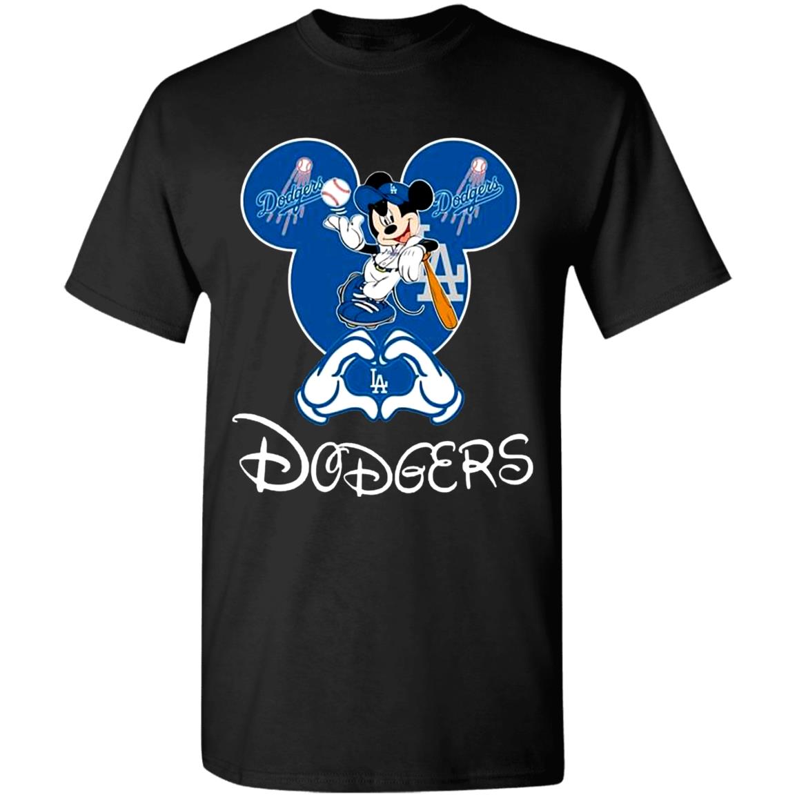 Disney-Mickey-Mouse-Loves-Los-Angeles-Dodgers-Heart G500 Gildan 5.3 oz. T- Shirt funny shirts, gift shirts, Tshirt, Hoodie, Sweatshirt , Long Sleeve,  Youth, Graphic Tee » Cool Gifts for You - Mfamilygift