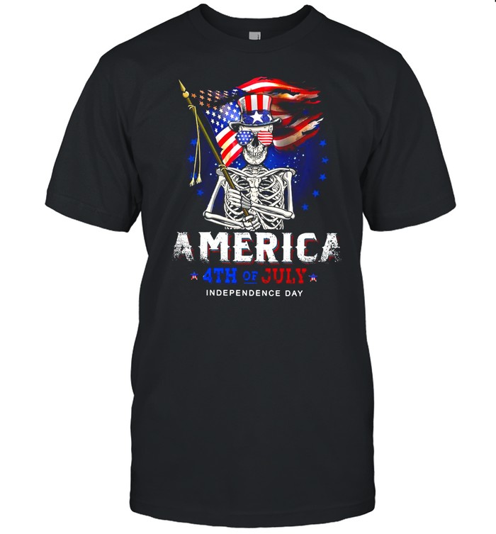 Skull Flag America 4Th Of July Independence Day T-Shirt