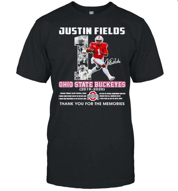 Justin Fields #1 Ohio State Buckeyes 2019 2020 Thank You For The Memories T- Shirt, Tshirt, Hoodie, Sweatshirt, Long Sleeve, Youth, funny shirts » Cool  Gifts for You - Mfamilygift