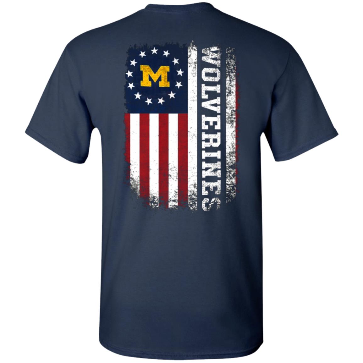 Michigan-Wolverines-American-Flag G500 Gildan 5.3 Oz. T-Shirt